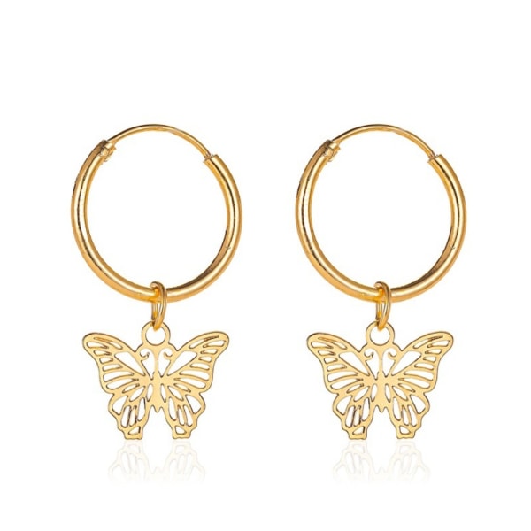 Kold stil enkle søde sommerfugle øreringe kvinder gold