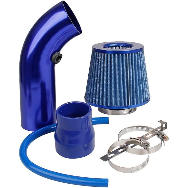 Universal koldluftindsugningsfilter,universal sportluftfilter luftkølesæt,bil luftindtagsfiltersystem til bil (blå)