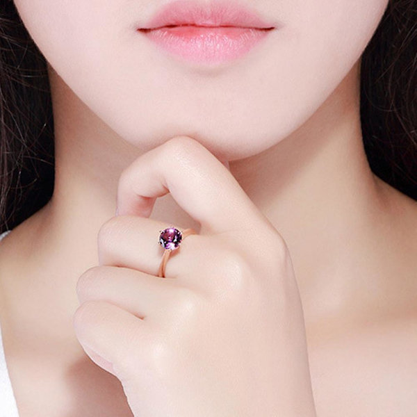 Kvinnor Faux Ametist Ruby Inläggningar Finger Ring Bröllop Engagemang Smycken Present Red US 8