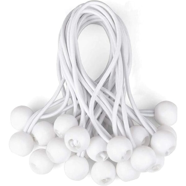 20 pakker White Ball Bungee Tau Tarp Telt Ball Head Tau bundet med multifunksjonelt strikk Tau,