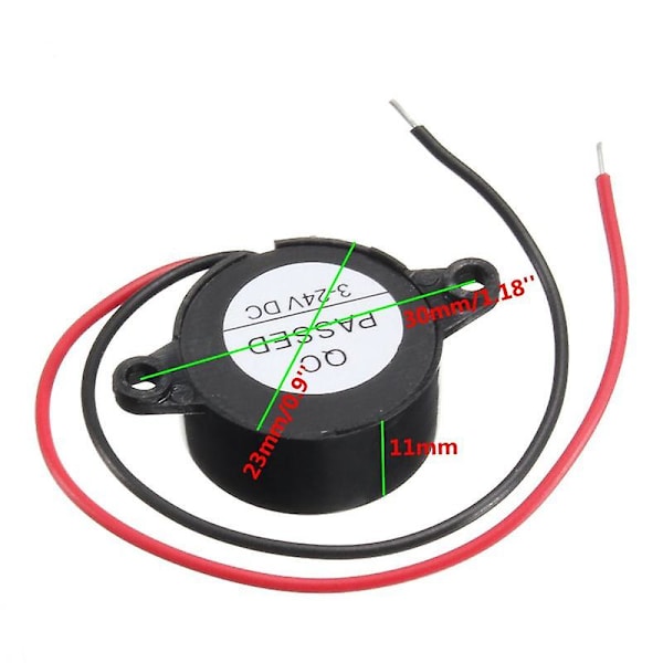 1 stk Auto Car 95db Nødalarm Bilhøjttalere 3-24v Beep Piezo Elektronisk Buzzer Alarm Kontinuerlig lyd Beeper Biltilbehør