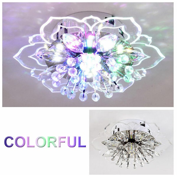 9W moderne krystall LED-taklysarmatur Pendellampe Belysning Lysekrone Korridorlys (fargerikt lys) Coxolo,