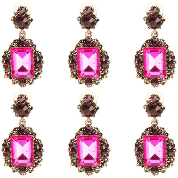 3 par rosenrøde diamant smaragd dinglende retro legering mode øreringe smykker