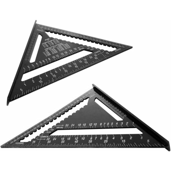 Firkantet trekant Vinkellinjal Gradskive Høy nøyaktighet Måleverktøy i aluminiumslegering 12 tommer, svart