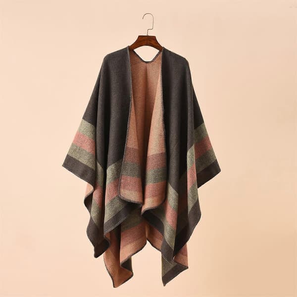 Dame Sjal Wraps Åben Front Poncho Kapper Oversized Sweaters Mode Sjaler til Efterår Vinter orange orange