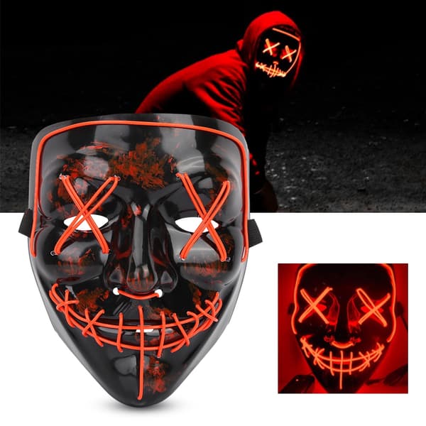 LED-Halloween-pelottava hehku naamio asu (punainen)