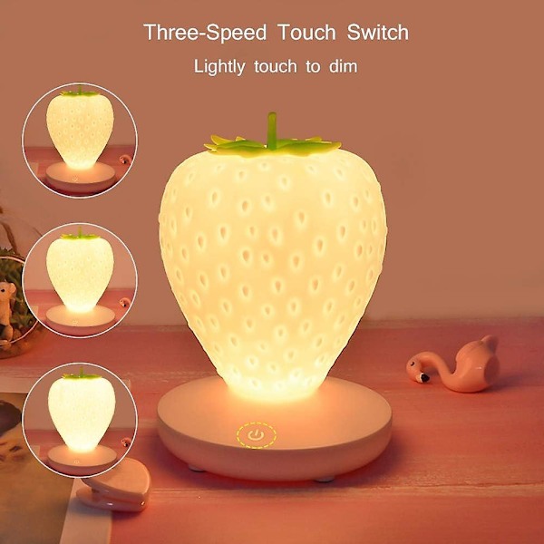 LED Färgskiftande Söt Touch Jordgubbe Nattlampa Bordslampa för Sovrum, Sminkbord, Vardagsrum, Barnrum, Kontor, Festival