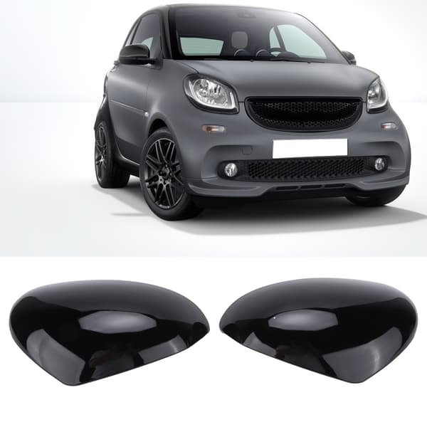 Glatte Sorte Sidespejlskapper til Smart Fortwo Forfour 453 2015 2021