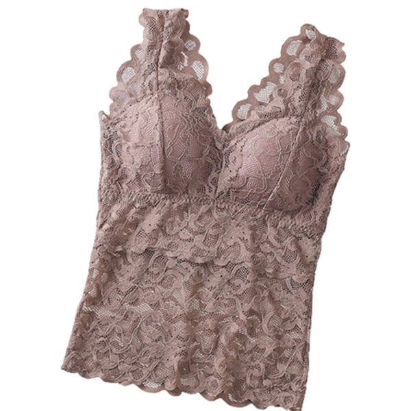 Spets Camisole Damstickade Sportunderkläder Khaki M
