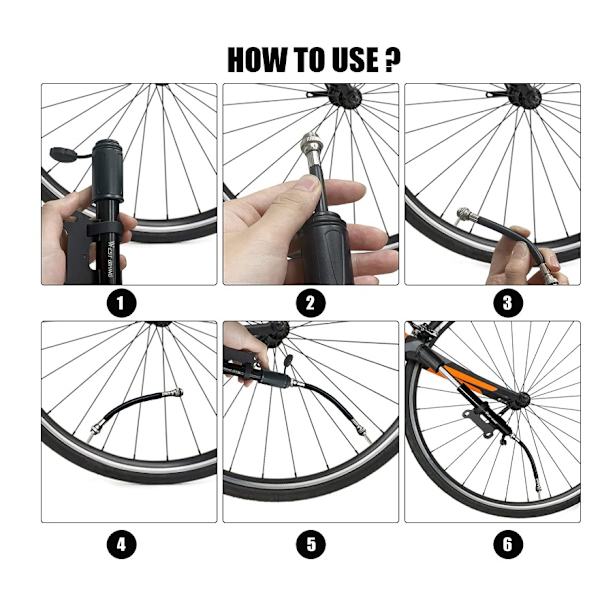 Pyörän pumppu, kannettava polkupyörän rengaspumppu, alumiiniseoksesta valmistettu minipyöräpumppu, polkupyörän rengaspumppu, yhteensopiva Universal Presta ja Schrader Valve Bicycle Pu:n kanssa