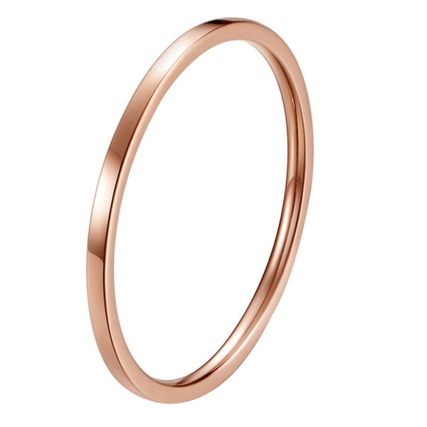 Dammode Slät Tunn Titanstål Band Finger Ring Bröllop Smycken Present Rose Golden US5