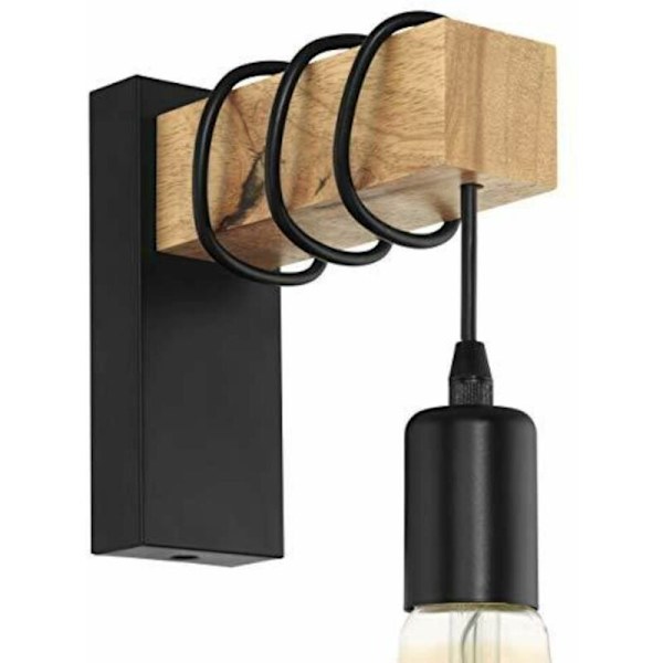 Goeco E27 trä och metall inomhus vägglampa för korridor Country House Sovrum Vardagsrum - Svart，Lämplig för vardagsrum ro