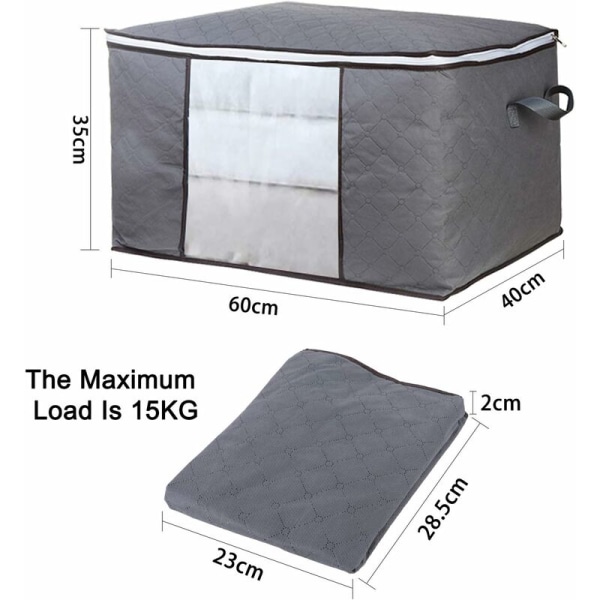 Stor kapacitet visuel husholdnings non-woven quilt opbevaringspose (4 STK grå vandret),