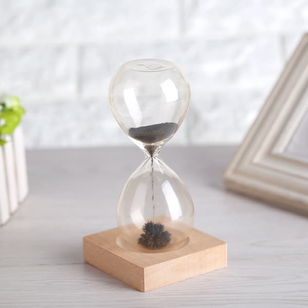 Magnetisk sandtimer timeglass trebase hjemmekontor skrivebordsdekorasjon