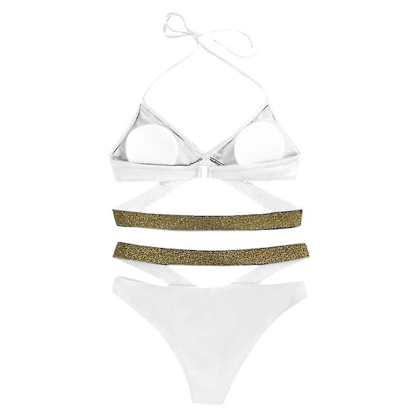 Naisten push-up-rintaliivit + lyhyt bikinisetti , uimapuku, uimapuku White M