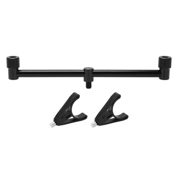 Karpefiskestang Holder Beslag Stativ Udendørs 2 Hoveder 25cm Sort Buzz Bars Stang
