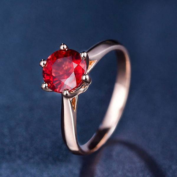 Kvinnor Faux Ametist Ruby Inläggningar Finger Ring Bröllop Engagemang Smycken Present Red US 8