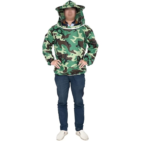 Camouflage Biodlingsjacka Slöja Robe Hat Utrustning Smock Biodlingsutrustning