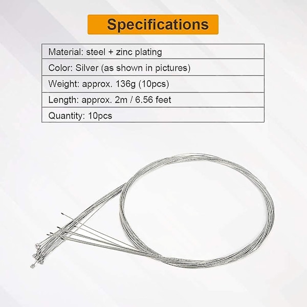 10 st 2m stålväxelkabel, växelkabel, universal