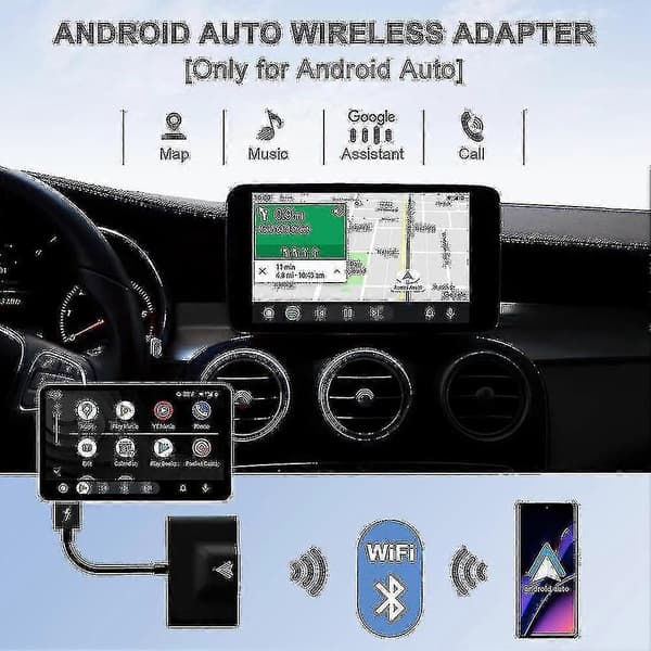 AA langaton sovitin Android Autolle - Saumaton autoyhteys