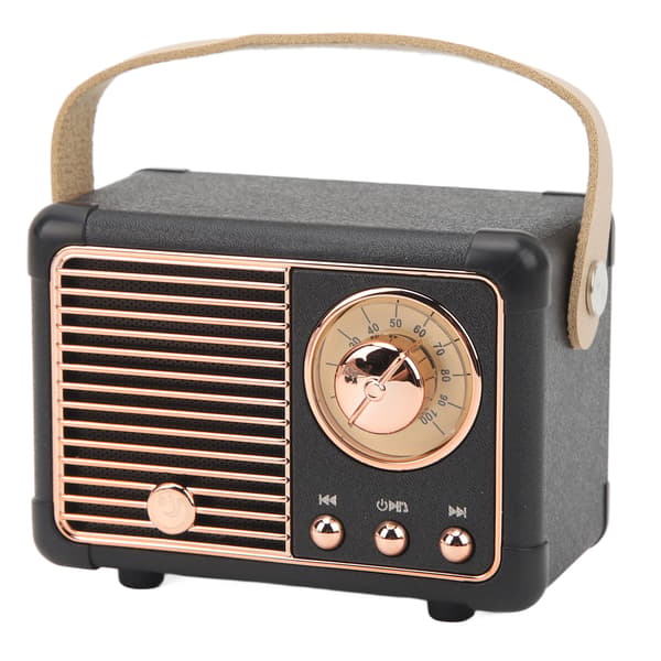 Bærbar Retro Bluetooth Højttaler med Indbygget 400mAh Batteri Sort