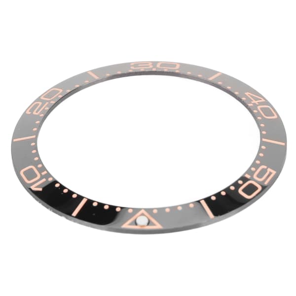 Keramisk urkransring 38 mm sort base rosaguld cifferindsats til urmagere udskiftning