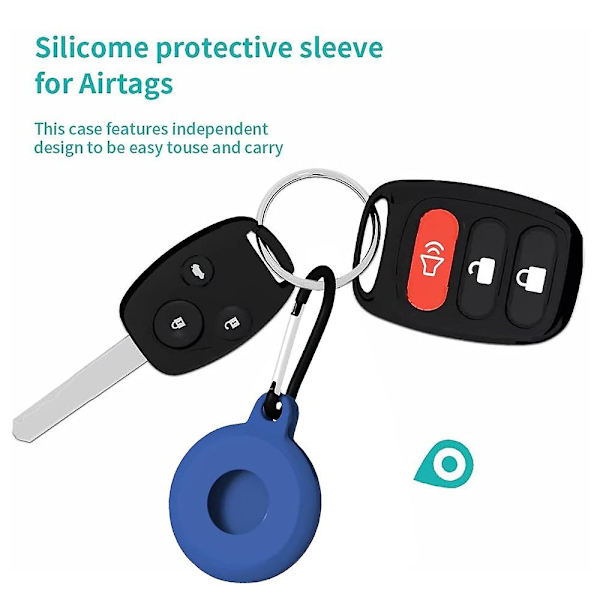 3 kpl Apple AirTag pehmeälle cover , avainnipun koukulla, turva- ja katoamissuojalla, minihelposti kuljettava anti-scratch ihosuoja C Midnight blue
