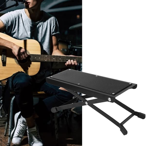 Fotpall för akustisk gitarr i metall, solid hantverk, halkskydd, hopfällbart fotstöd