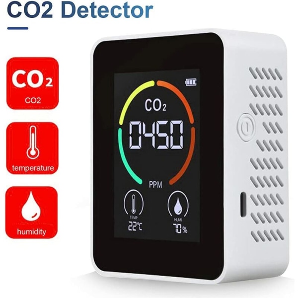 CO2 Luftdetektor Kuldioxiddetektor Landbrugsproduktion Drivhus CO2 Monitor-Hvid (infrarød detektion),