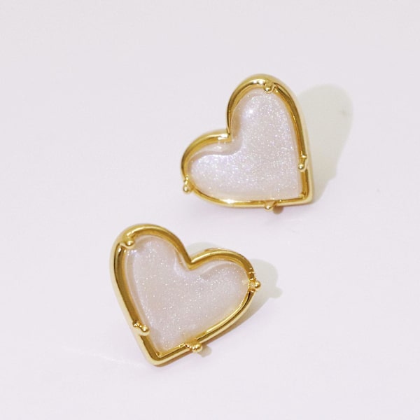 Örhänge Vintage Heart Stud Modesmycken Ac6135 white
