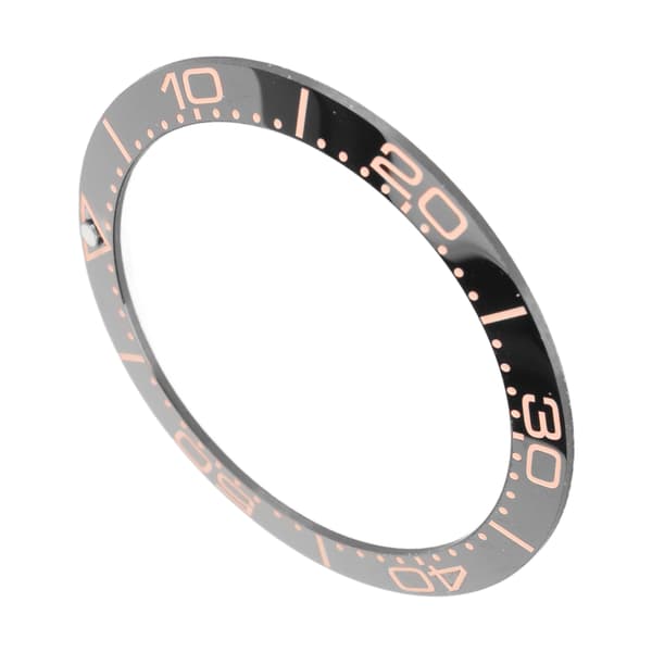 Keramisk urkransring 38 mm sort base rosaguld cifferindsats til urmagere udskiftning