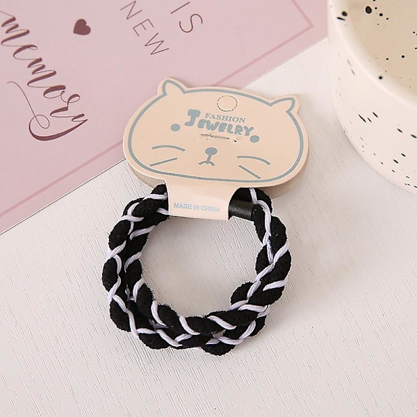 3 stk Sort Hvidt Hårreb Farve Matchende Enkelhed Høj Elasticitet Armbånd Hestehaleholder Hår Figure 8 Black And White