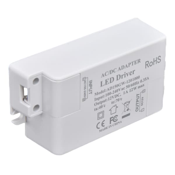 LED Drivtransformator AC100 240V 0.35A DC12V 1A 12W för G4 MR11 MR16