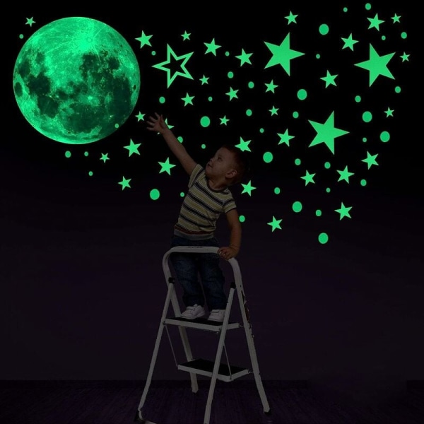 Home Decor Sticker 3d Luminous Moon Star Glow Sticker (30cm435stk) for hjem og hage dekorasjon