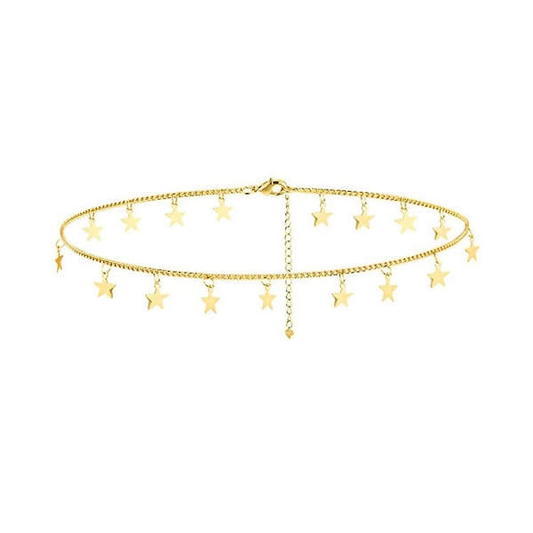 Gold Star Choker Halskjede For Kvinner Søt Halskjede For Tenåringsjenter Trendy Star Halskjede Choker Justerbar