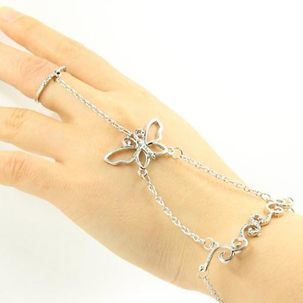 Naisten Hollow Butterfly Link Luxury Ketju Sormus Rannekoru Muoti Korut Silver