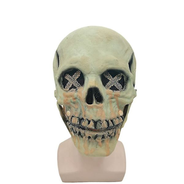 Creepy Luminous Skull Mask Halloween Cosplay Party Kostym Prop Fancy Dress Up Movable Jaw