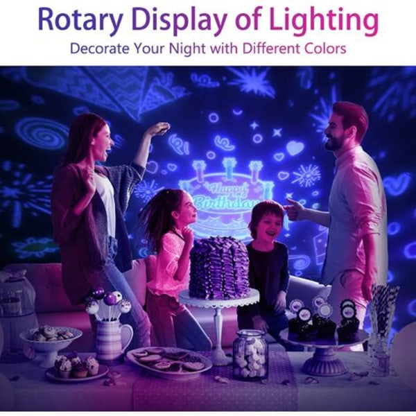 Nattljus för barn Projektor Stjärnlampa, 360° rotation Musik Nattljus + Timer + Fjärrkontroll + 4 färger, LED Baby