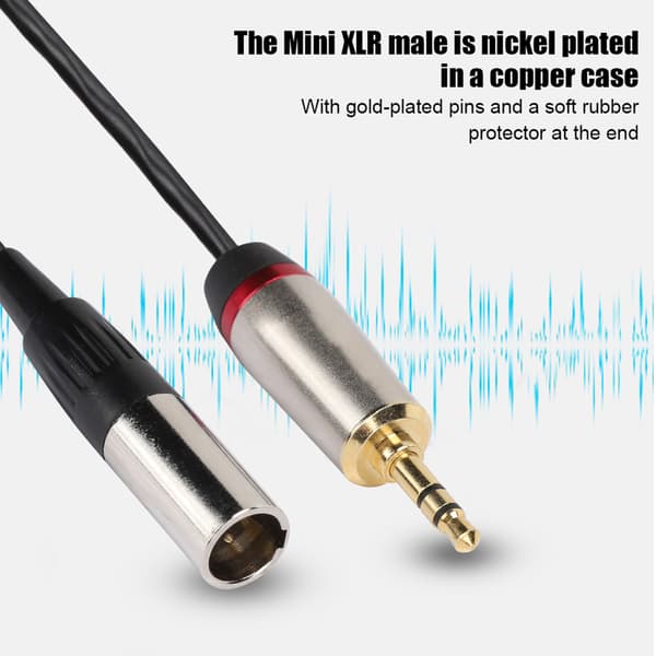 3,5 mm han til Mini XLR 3-benet han lydkabel 3 meter til kamerafotografering