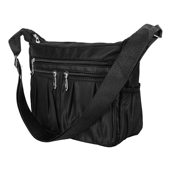 Vattentät Casual Messenger Bag med Hög Kapacitet och Flera Fickor för Resor - Unisex Svart Axelväska, One Size Fits All