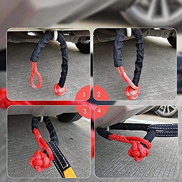 Winch Snatch Recovery Ring til Soft Shackle ATV Rcovery 41000 Lbs Blue ring red rope