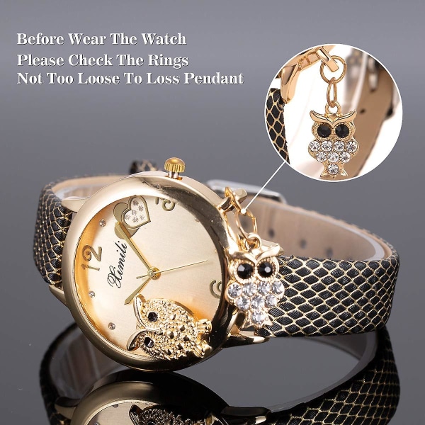 Naisten watch, Naisten watch mesh teräksestä valmistettulla rannekkeella, Kristallikvartsipöllöriipus Naisten watch