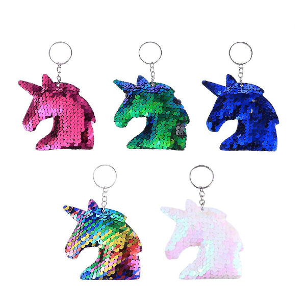 8kpl Glitter Sequins Unicorn Avaimenperä Avaimenperä Värikäs Avaimenperä Charm Avaimenperä
