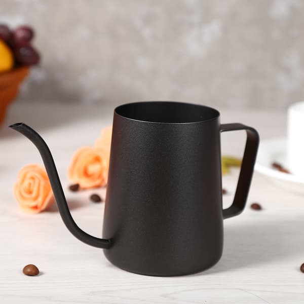 Sort rustfrit stål Gooseneck Hæld Over Kaffekedel 350 ml