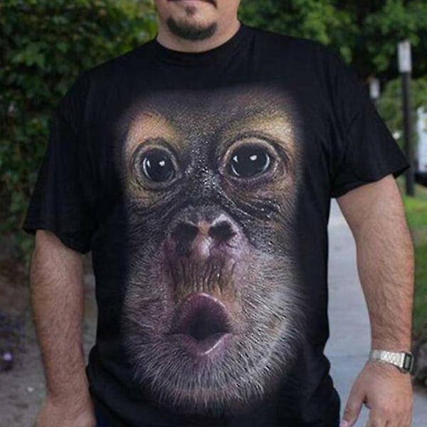 3d män T-shirt Orangutang mönster rund hals kort ärm XL
