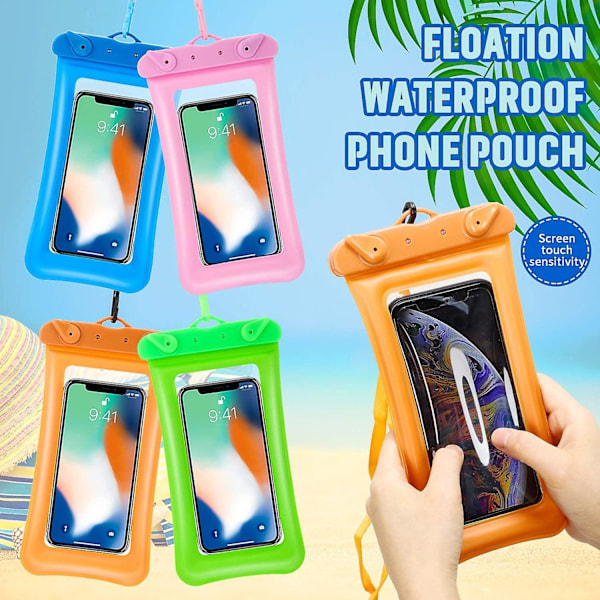 4 delar flytbar vattentät telefonväska Flytande vattentät phone case Universal Mobiltelefon Torrväska Case med snodd för smartphone upp till 6 Blue  Rose Red  Green  Orange