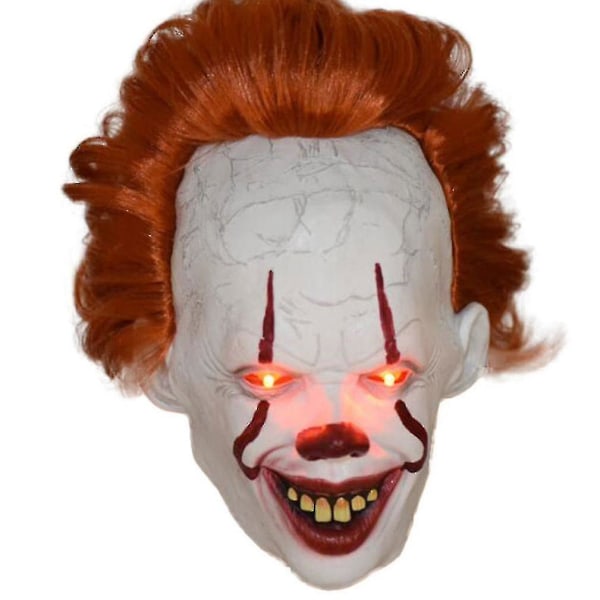 Se Luminous Mask Led Halloween Pennywise Clown päähine maski kauhu rekvisiitta