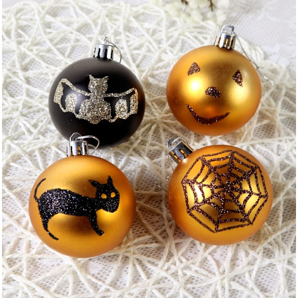 Halloween-koristeet 6cm / 12 maalattua matta muovipalloa, lava-asettelua (6cm Halloween set),