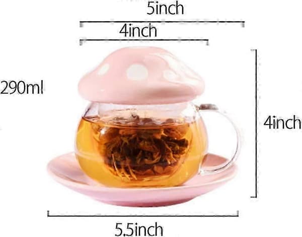 Soppkopp glass tekopp med filterlokk og underfat Yellow