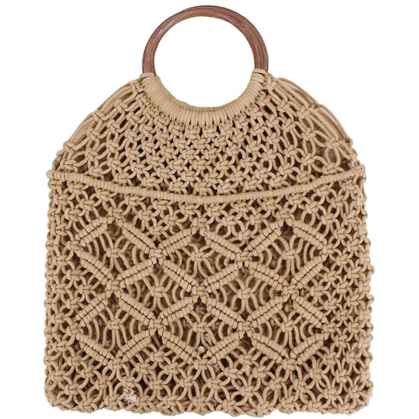 Mesh ihålig vävd väska camel